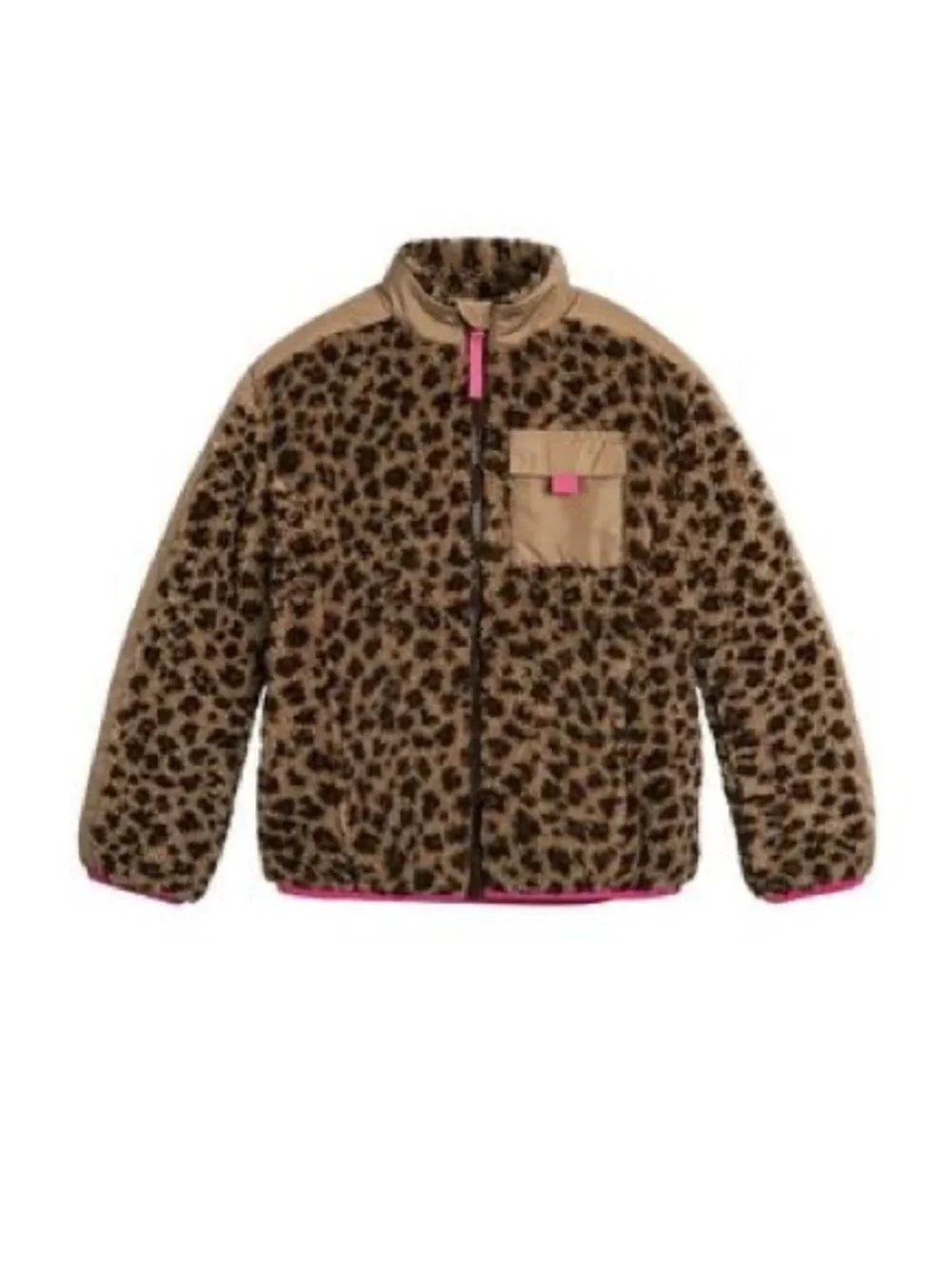 KIDS LEOPARD PRINT FLEECE JACKET